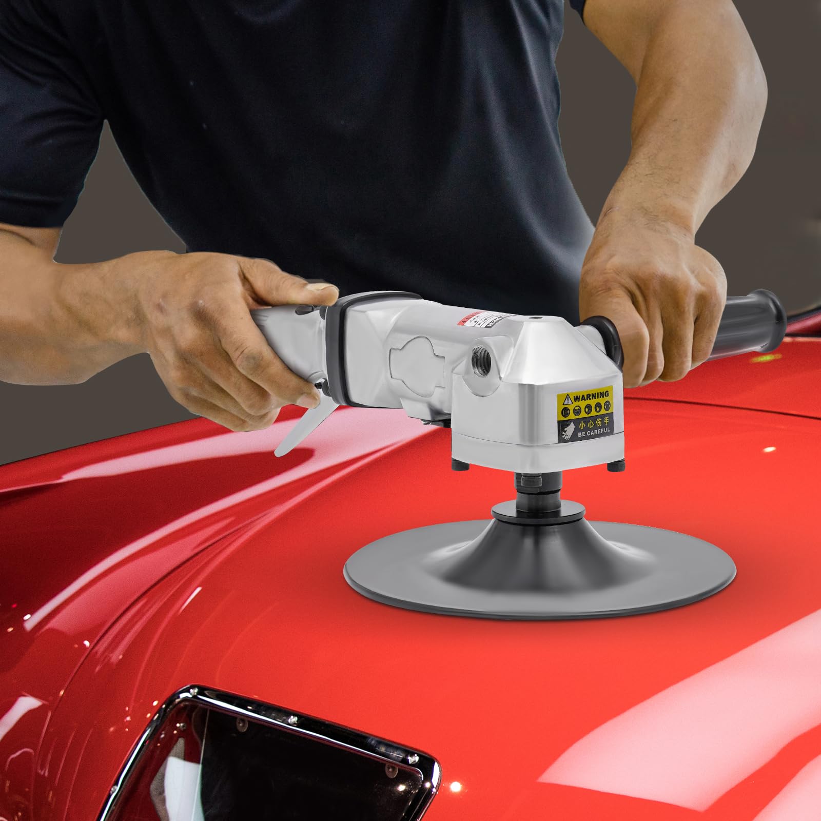 PIAOCAIYIN 7 In Pneumatic Angle Sander, Heavy Duty Polishing Machine, 4500rpm Air Angle Floor Stones Grinder, Pneumatic Air Polisher Tools for Home/Car Shops/Repair Shop