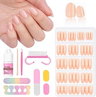 160 Pieces Naked Press On Nails, Extra Short Almond Press On Nails Soft Gel Full Coverage Nail Tips For Gel Nails, 15 Sizes Full Cover False Nail For Gel Nails, Quick And Easy For Manicure