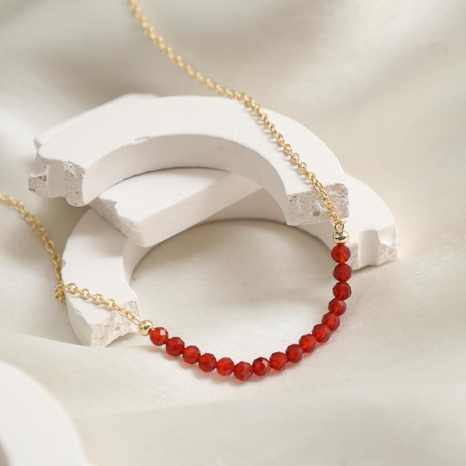 Gempires Genuine Handmade Birthstone Necklaces Beaded Gemstone Jewelry Hypoallergenic Non Tarnish18 Inch Gold Plated Minimalist Crystal Necklaces For Women - Image 3