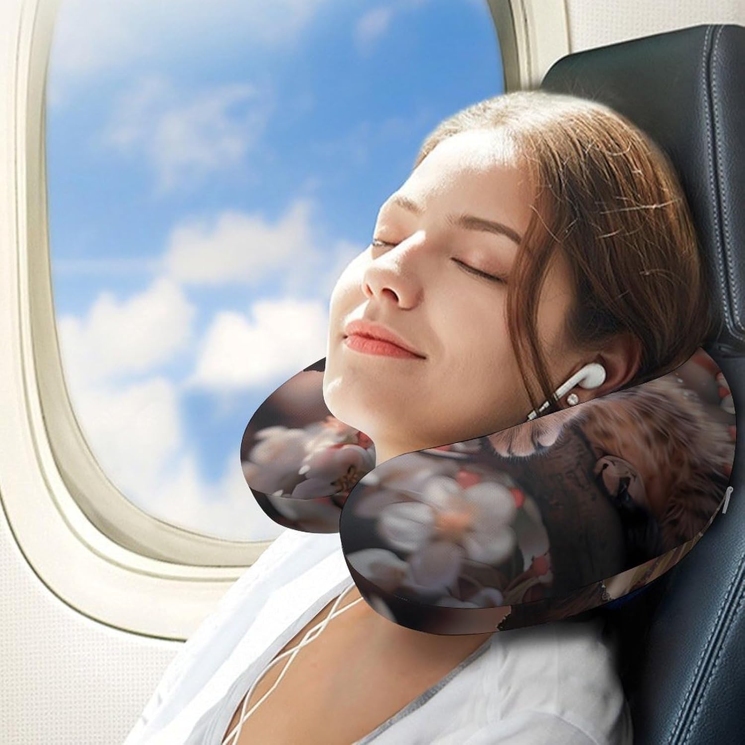 Cat Travel Pillow U Shape Neck Pillow Washable Pillowcase for Sleeping Chair