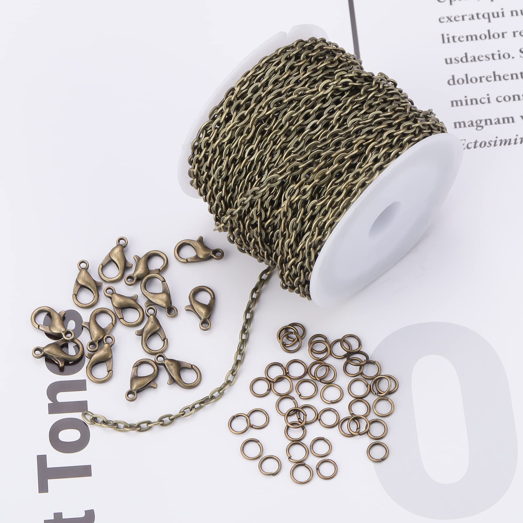 Forise 30ft Silver Plated Necklace Chain Kit - 3mm Cable, Lobster Clasps & Jump Rings For DIY Jewelry