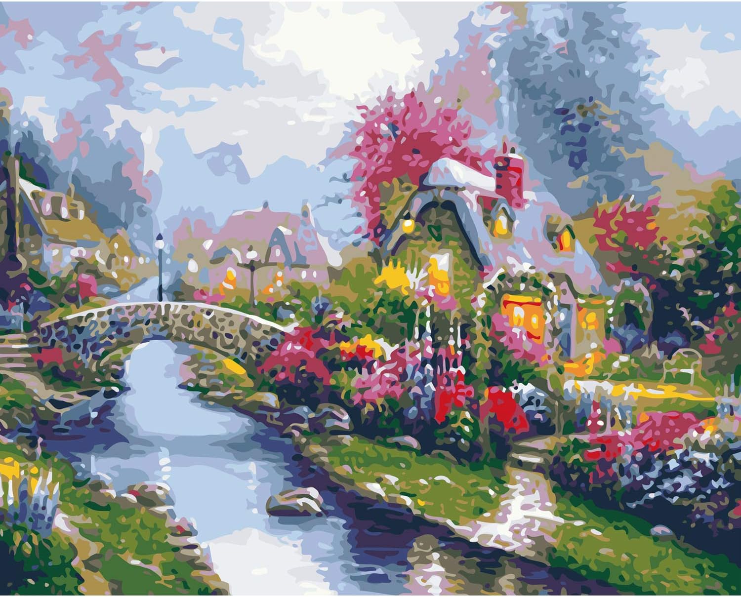 Paint by Numbers Kits with Brushes Acrylic Pigment DIY Canvas Painting for Adults Beginner Give For Mother 16 x 20 inch
