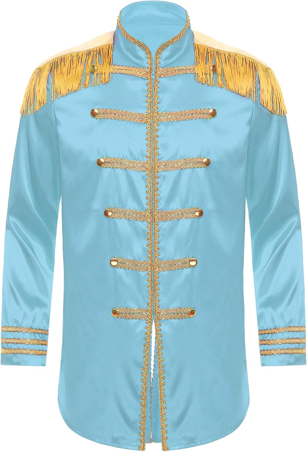 Men's Halloween SGT Sergeant Pepper Costume Budget Jacket Cosplay Rock Band 60s Hippy Satin Coat