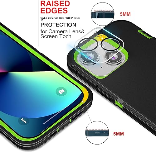 Miniatura 4 de Funda para iPhone 13 (6.1 pulgadas), con 2 protectores de pantalla de vidrio templado + 2 protectores de lente de cámara protección contra caídas de