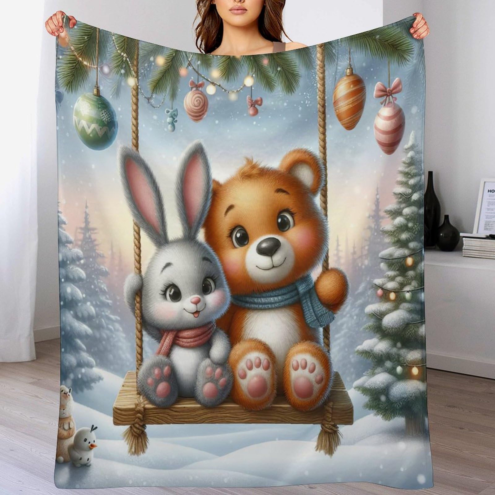 Manta de forro polar de franela para sofá cama de 140x180 cm con impresión 3D
