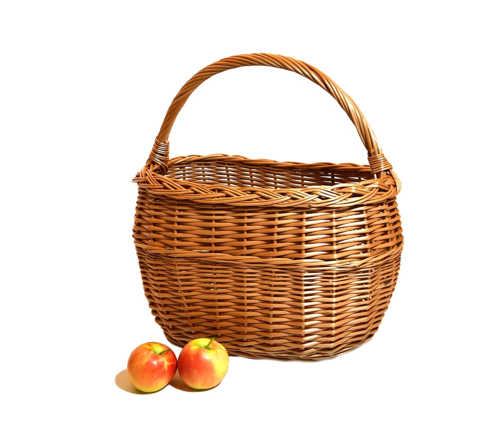 Cesto In Vimini KORAT Con Manico 30x30x40 Cm – Per Raccolta Funghi, Picnic E Arredamento Rustico, Marrone Naturale