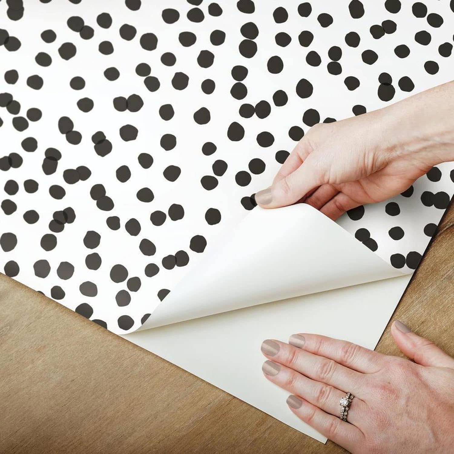 RoomMates Black and White Confetti Peel and Stick Wallpaper, Removable Self-Adhesive Wallpaper Roll, 20.5 in x 16.5 ft