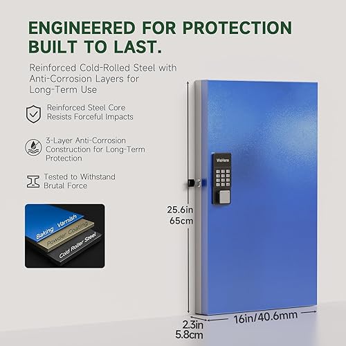 Miniatura 2 de WeHere Caja de bloqueo de 96 llaves de montaje en pared, armario grande para llaves inteligentes, OTPaplicacióndesbloqueo de código fijo, acceso OTP