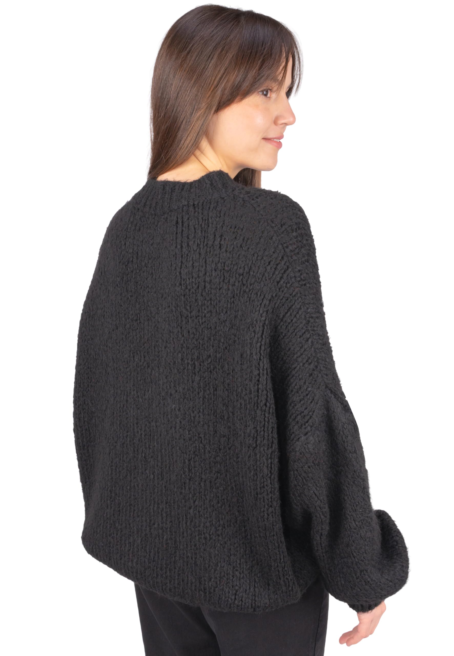 Strickpullover Adelina Damen - Kuscheliger Woll-Mix Grobstrick mit Rundhalsausschnitt - Weicher Pulli für Büro und Freizeit OneSize Gr. 36-42