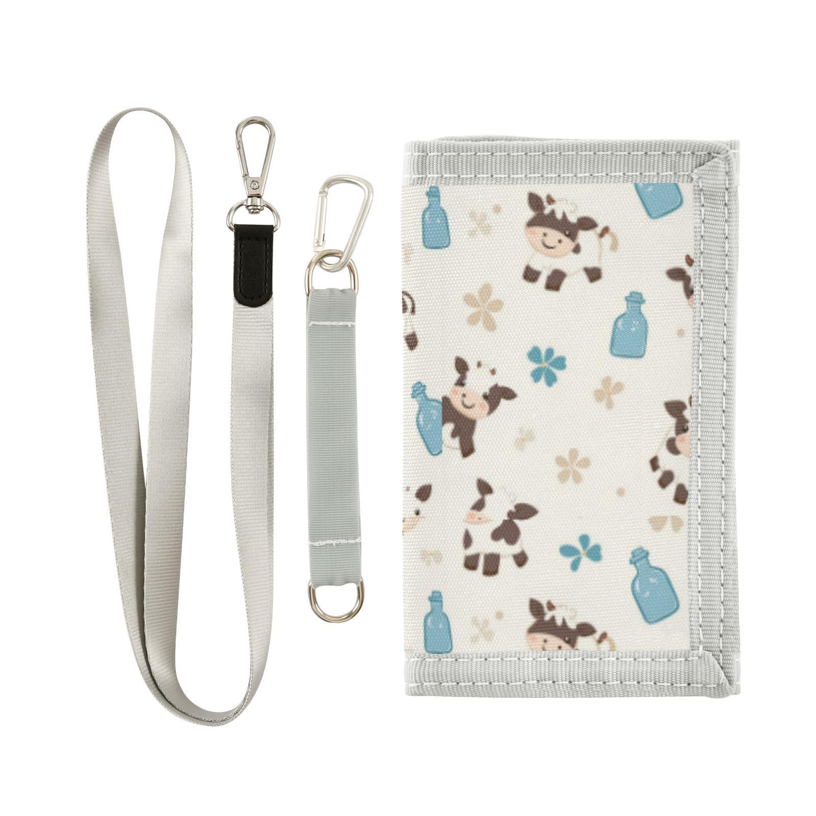 Wusikd Cartoon Cows Kids Wallet for Boys Girls Milk Bottle Toddler Trifold Wallet Novelty Wallet for Teens Women Men