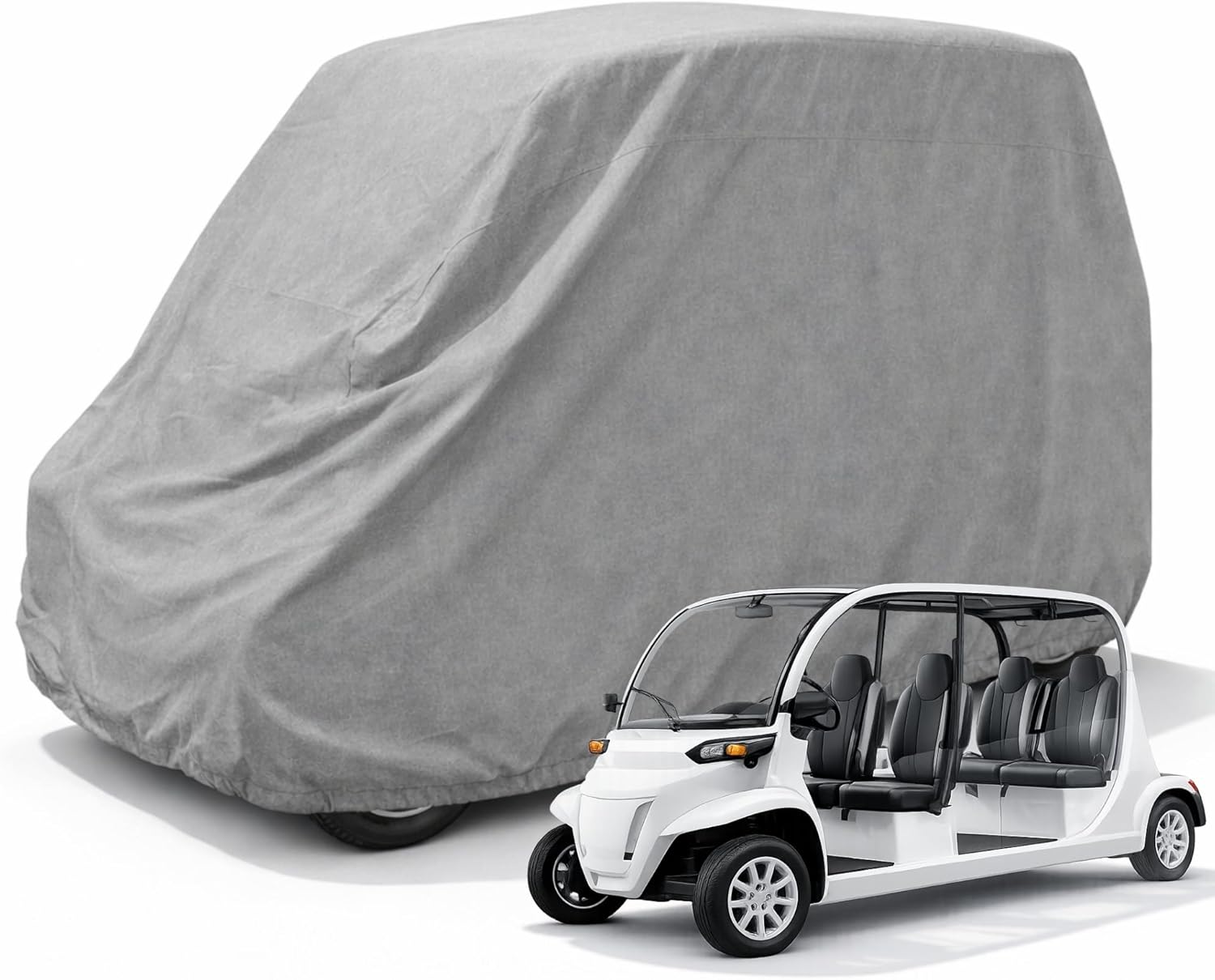Formosa Weatherproof Four Seat Golf Cart Cover for Polaris GEM E4 Ford Think Model 4 Passenger Golf Car Storage Cover - Vented, Grommets for Security, Fully Elastic Hem