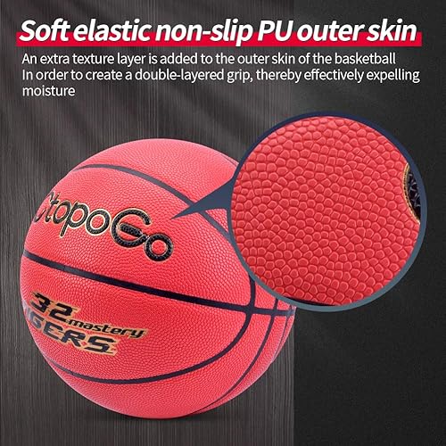 Miniatura 4 de Baloncesto de la calle de cuero de la PU de 29.5 "Streetball para juegos de interior al aire libre, tamaño oficial 7 Baloncesto entrenamientopartido