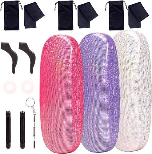 3 fundas unisex rígidas para lentes, funda protectora para gafas, funda de gafas de sol con paño de limpieza