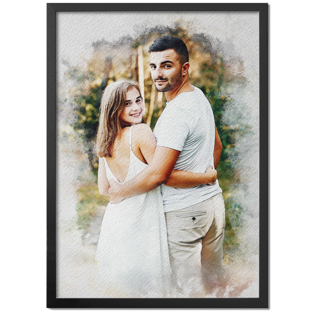 Photo en aquarelle personnalisable | Créez un tableau photo et texte