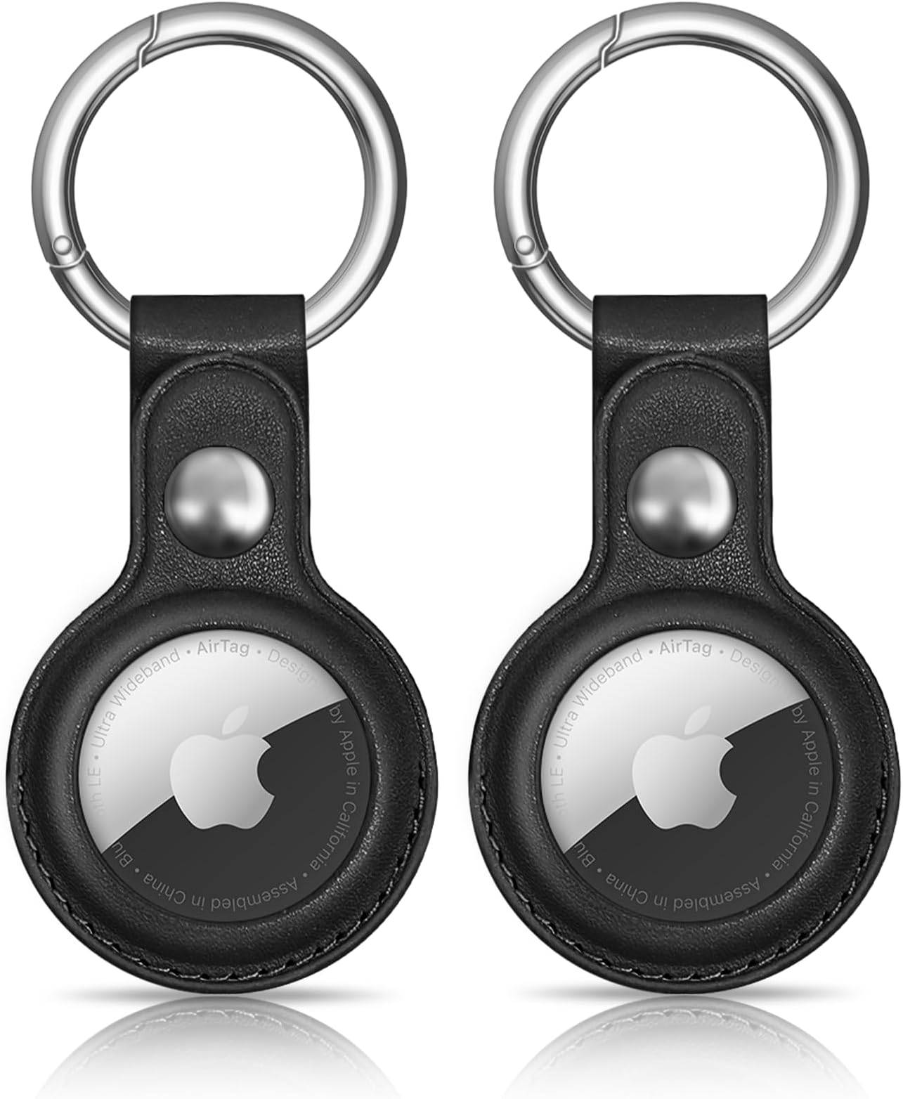 Tobfit Leather Air Tag Keychain for Apple Airtags Holder, 2