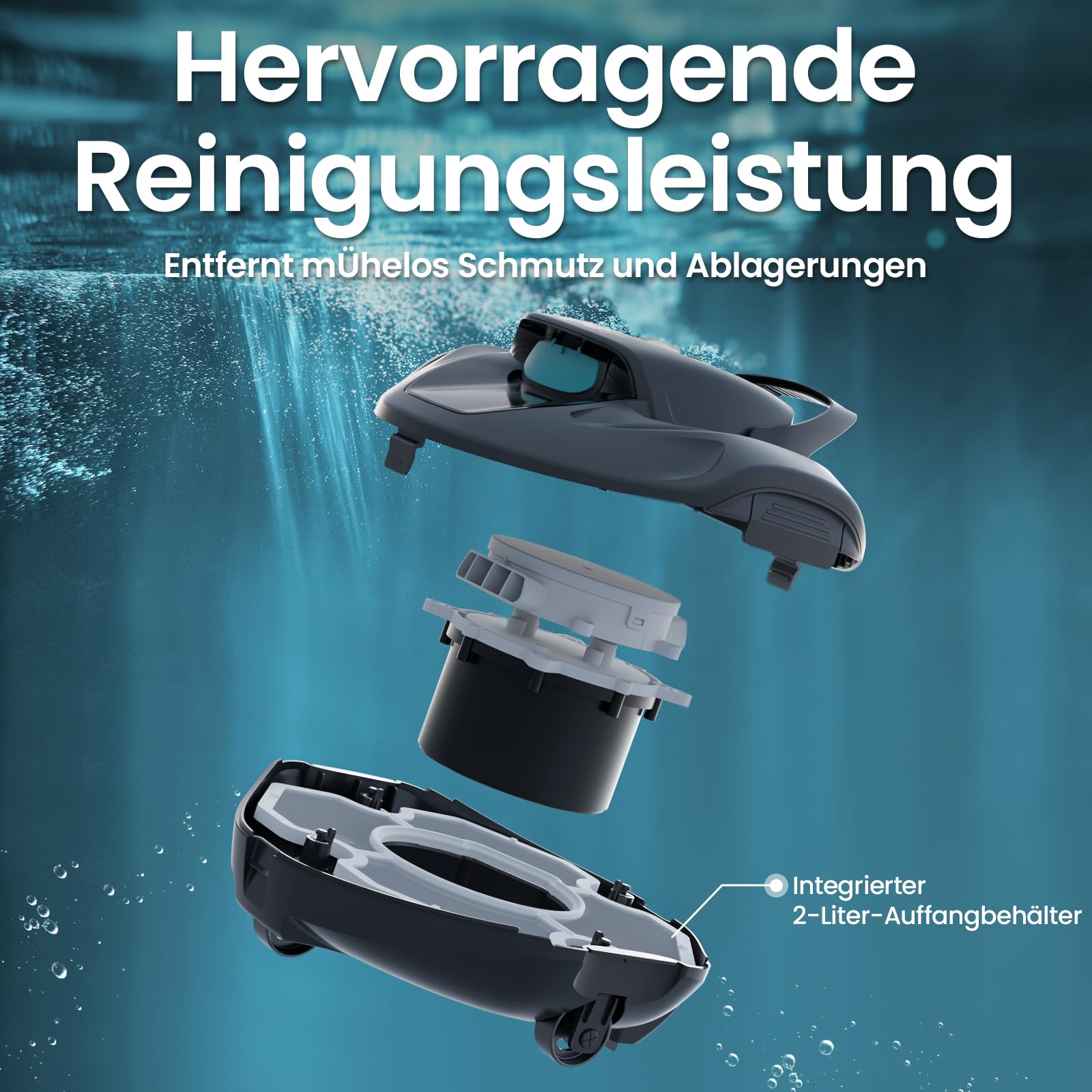 AIPER Seagull 800B Kabelloser Poolroboter, Selbstparkende Technologie, 90 Min Akkulaufzeit, Starke Saugkraft, LED-Anzeige, Ideal für Aufstellpools bis zu 80 m²
