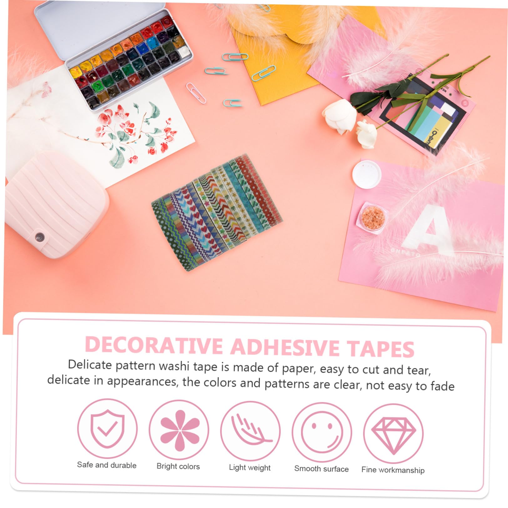 STOBOK 4 Sätze Washi-tape Streifen Dekoration Sammelalbum Farbig Doppelseitiges Klebeband Dünn Milchband Handbuch Dekore Diy-bänder Japanisches Papier 48 Rollen * 4