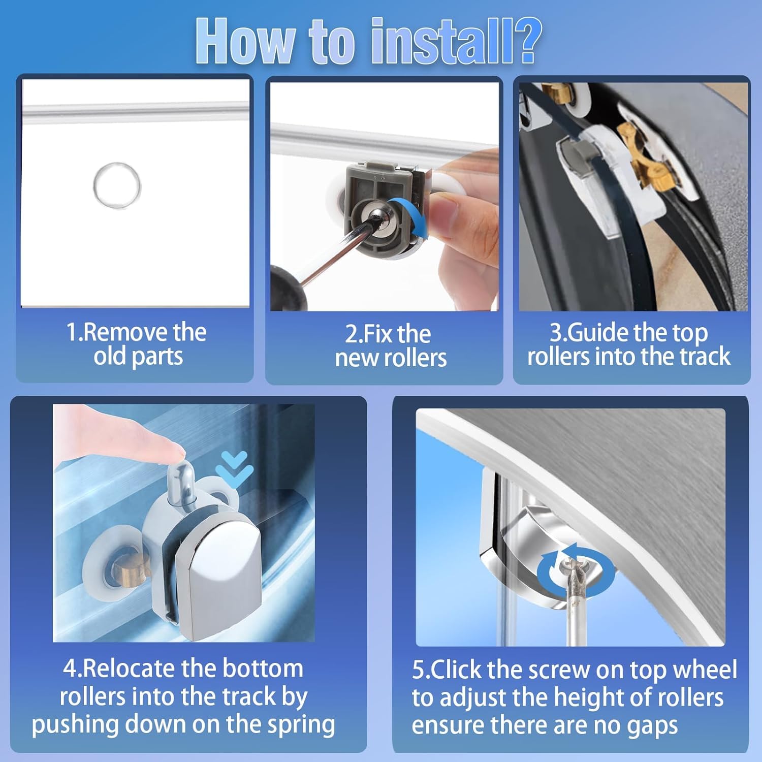 Set Di 8 Rotelle Per Cabine Doccia Da 25 Mm