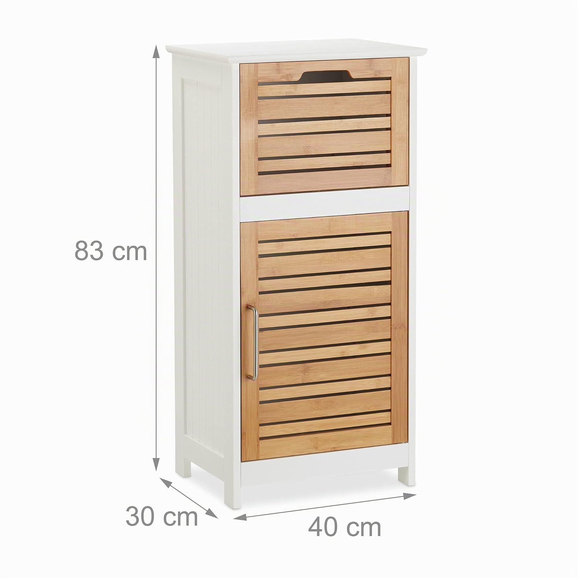 Relaxdays 10022216 Mobiletto Basso per Bagno e Soggiorno, in Bambù, con Cassetti, HxLxP: 83 x 40 x 30 cm, Bianco
