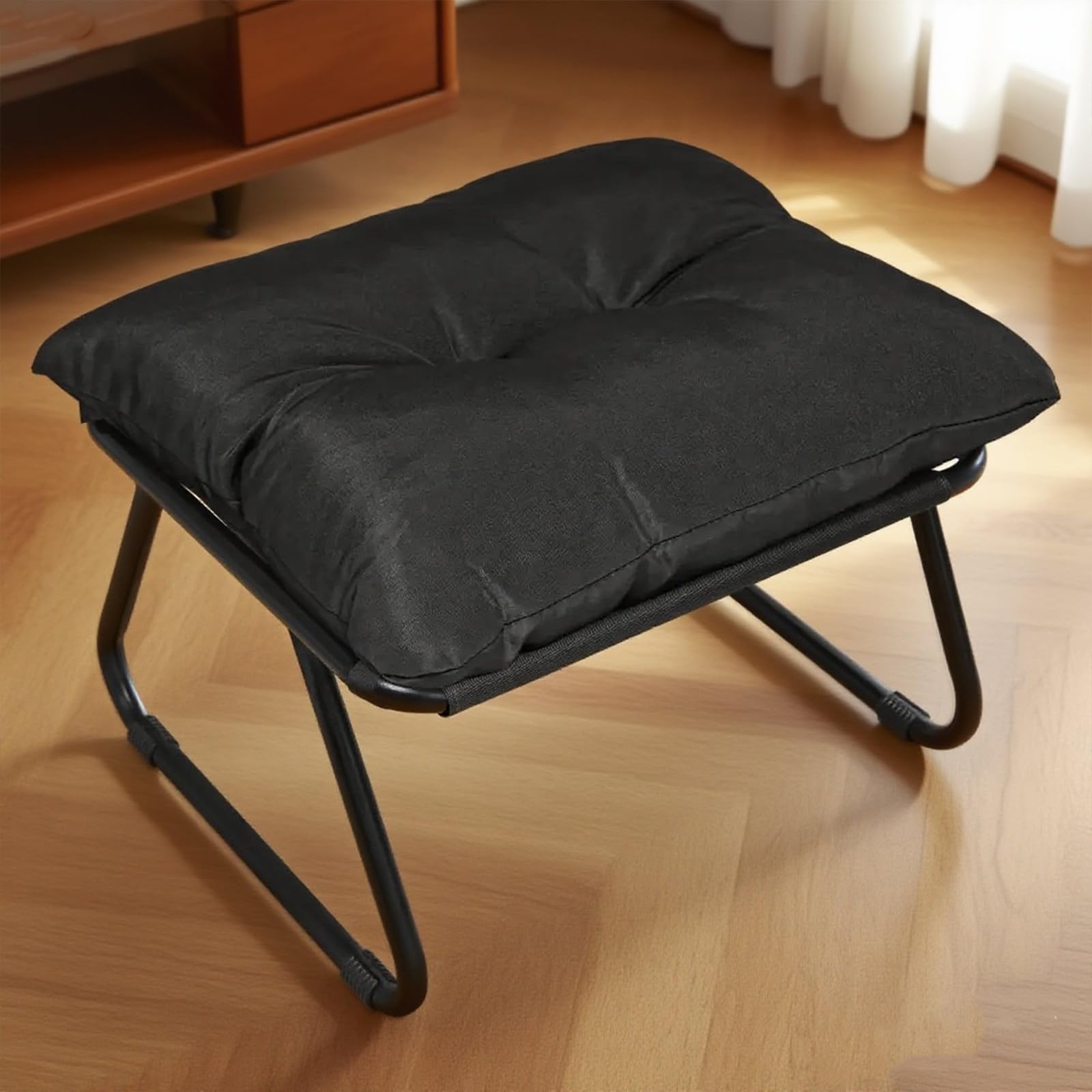 Repose-pieds avec rembourrage - Tabouret confortable pour jardin, balcon et terrasse - 50 x 48 x 39 cm - Convient pour chaise longue d'extérieur ou comme fauteuil de balcon indépendant