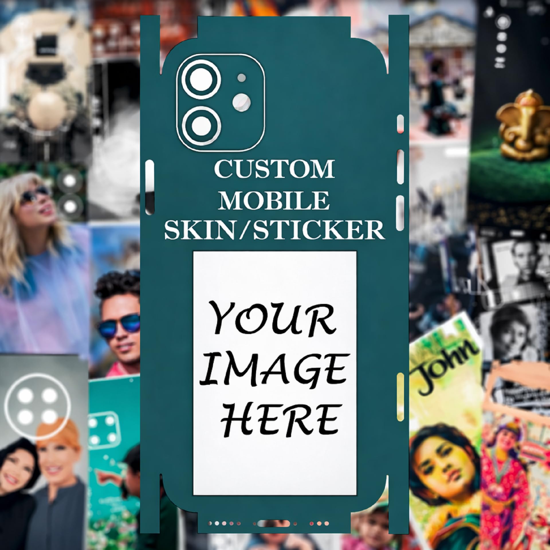 Customized Mobile Phone Skin Sticker with Personalized Photo Design | Premium Vinyl Material with Matte Lamination Finish | Scratch Protection for Love, Family & Friends