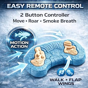 Liberty Imports Remote Control RC Ice Dragon with Breaking Smoke Toy, Large LED Light Up Walking Roaring and Spraying Mist, Shaking Head, Light Up Eyes and Sounds