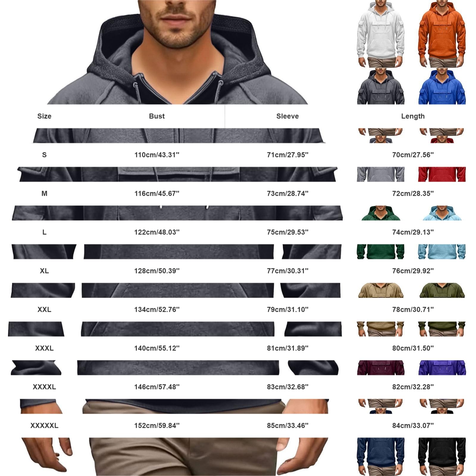 DENGJIAMY Sweat à capuche tendance pour homme Grande taille