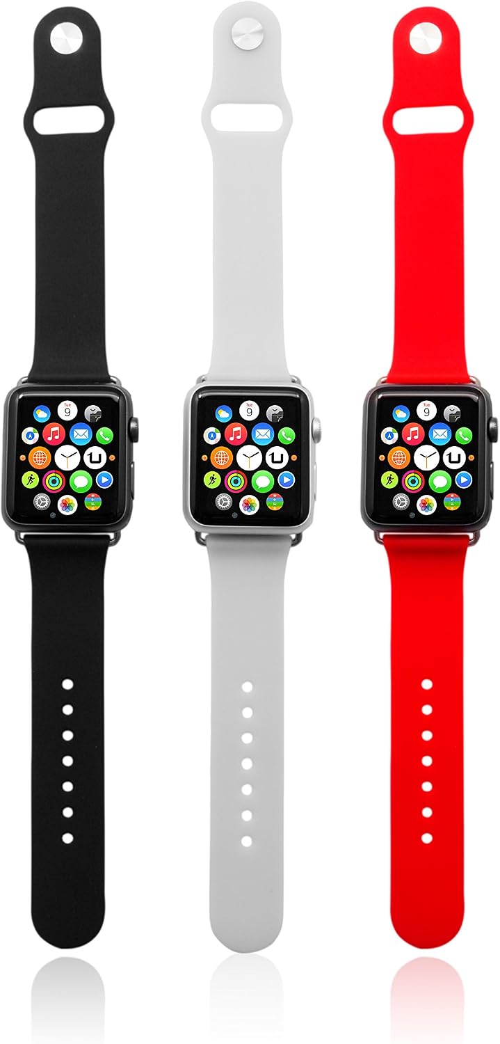 Unotec Set Cinturino Orologio 3 Pezzi 42 mm Bianco/Nero/Rosso : Amazon.it:  Elettronica