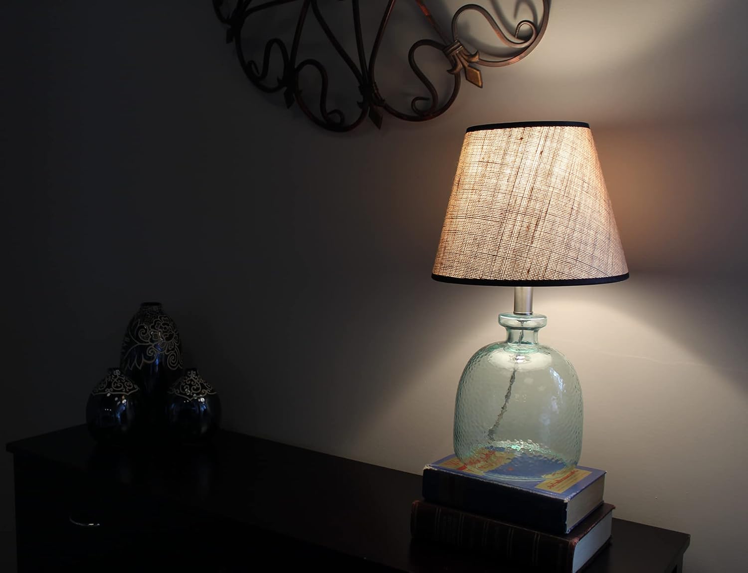 FenchelShades.com Lampshade 6" Top Diameter x 10" Bottom Diameter x 8" Slant Height with Washer (Spider) Attachment for Lamps with a Harp (Burlap Natural - Chocolate Binding Tape)