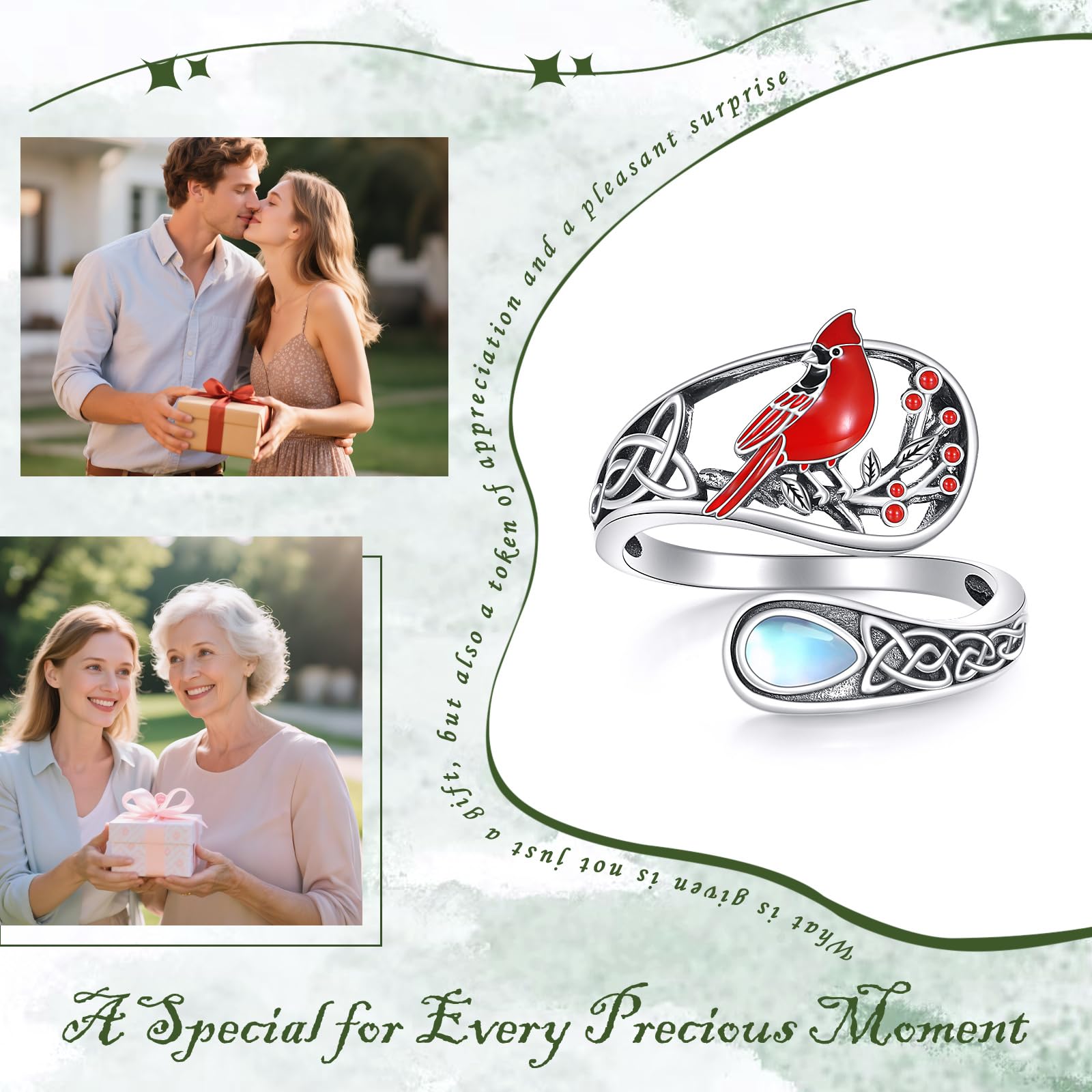 Vadmans Tier Löffel Ring Sterling Silber Verstellbar Ring Schmuck Geschenke
