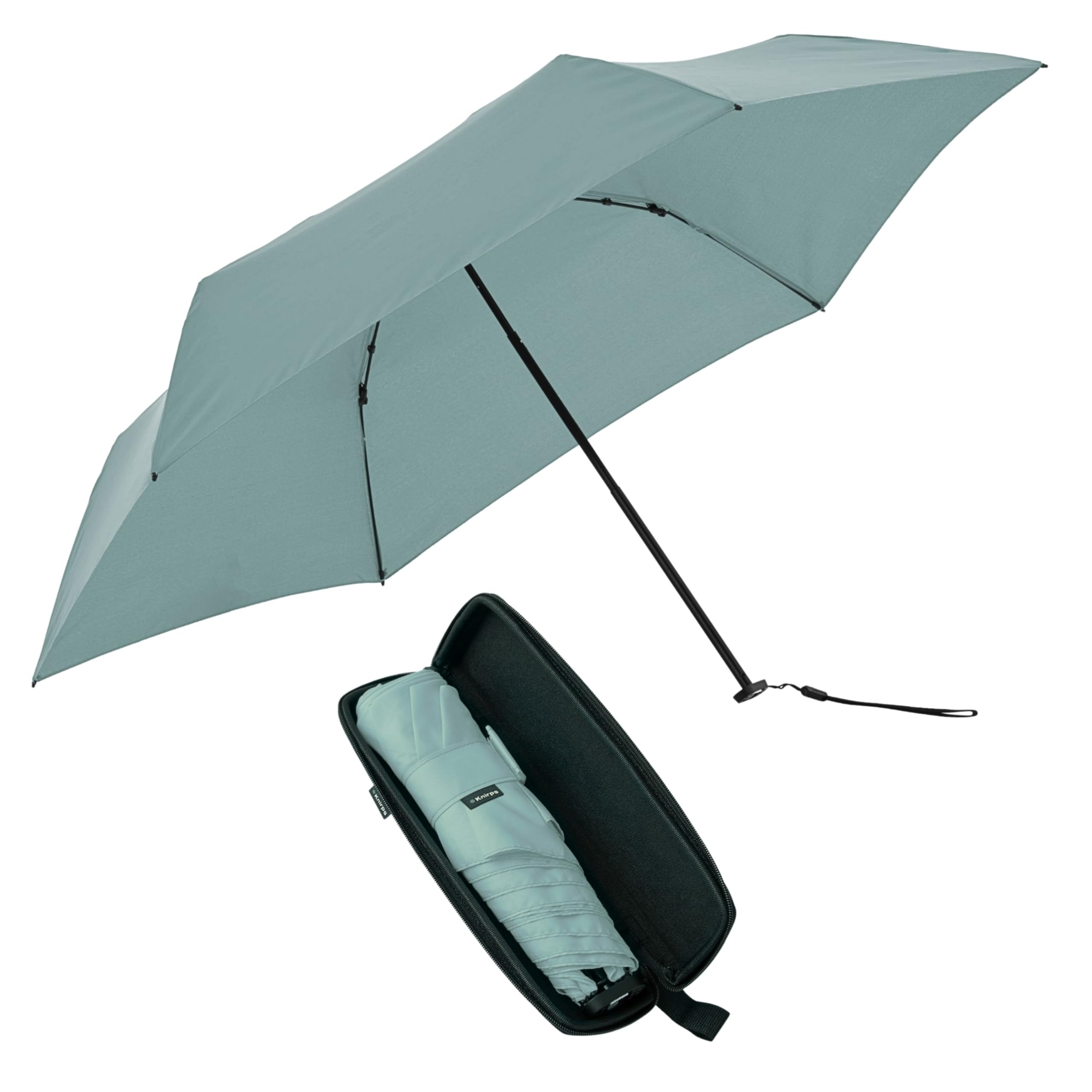 Knirps X4U Mini Travel Umbrella for Rain, Compact Windproof Folding, Lake