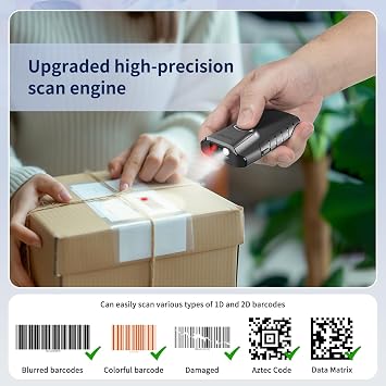 NETUM Bluetooth 2D Barcode Scanner, 3-in-1 Portable QR Bar Code Reader | Automatic Wireless Gun Scan Back Clip Work with Tablet iOS Android Windows MacOS for Warehouse Inventory POS (2D - E800)