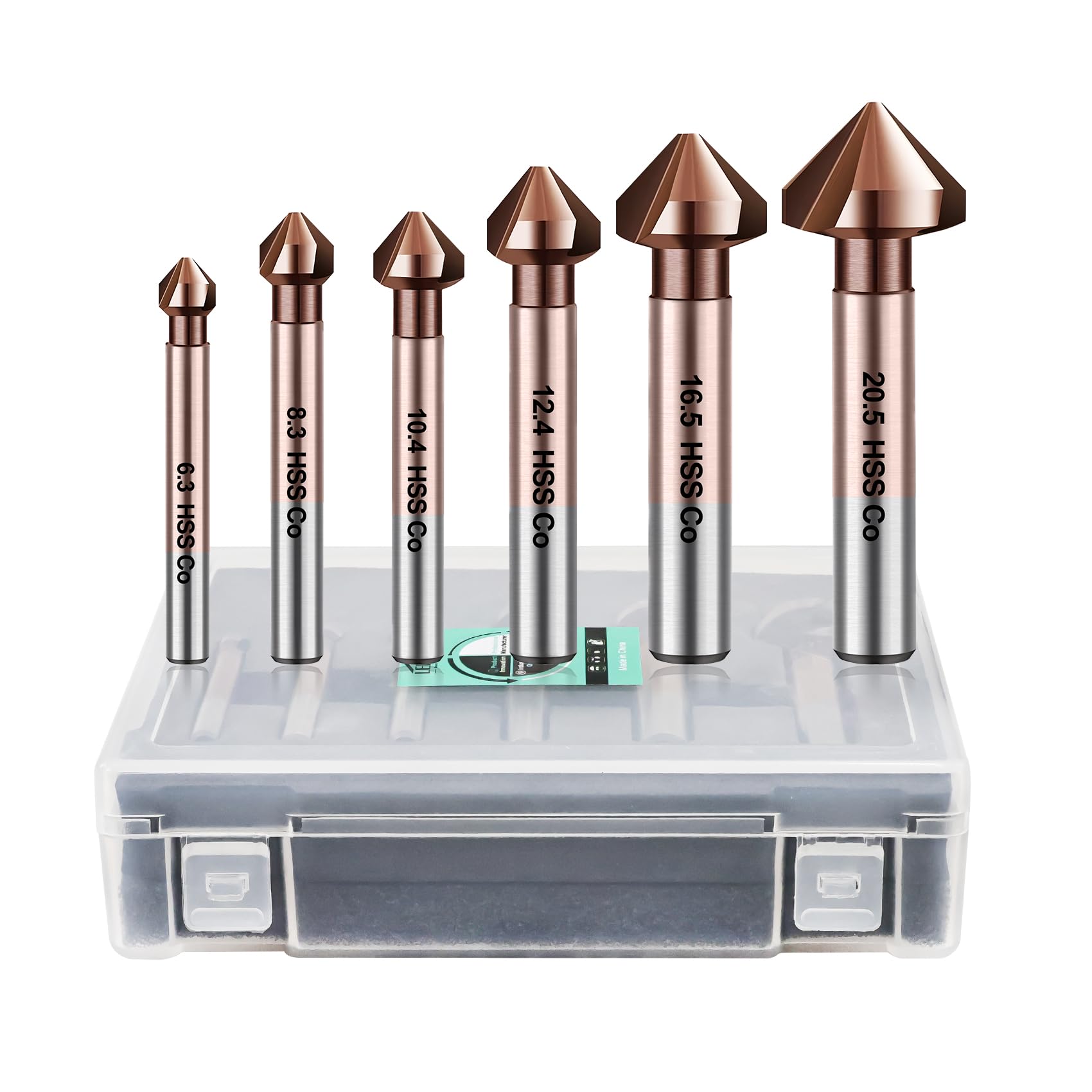 Fraises à Chanfreiner Foret Conique - Fraise Conique pour Métal 6pcs(6,3-20,5mm) HSS Coniques Fraisés Foret à Chanfreiner pour Acier inoxydable Fer Aluminium Bois, M35