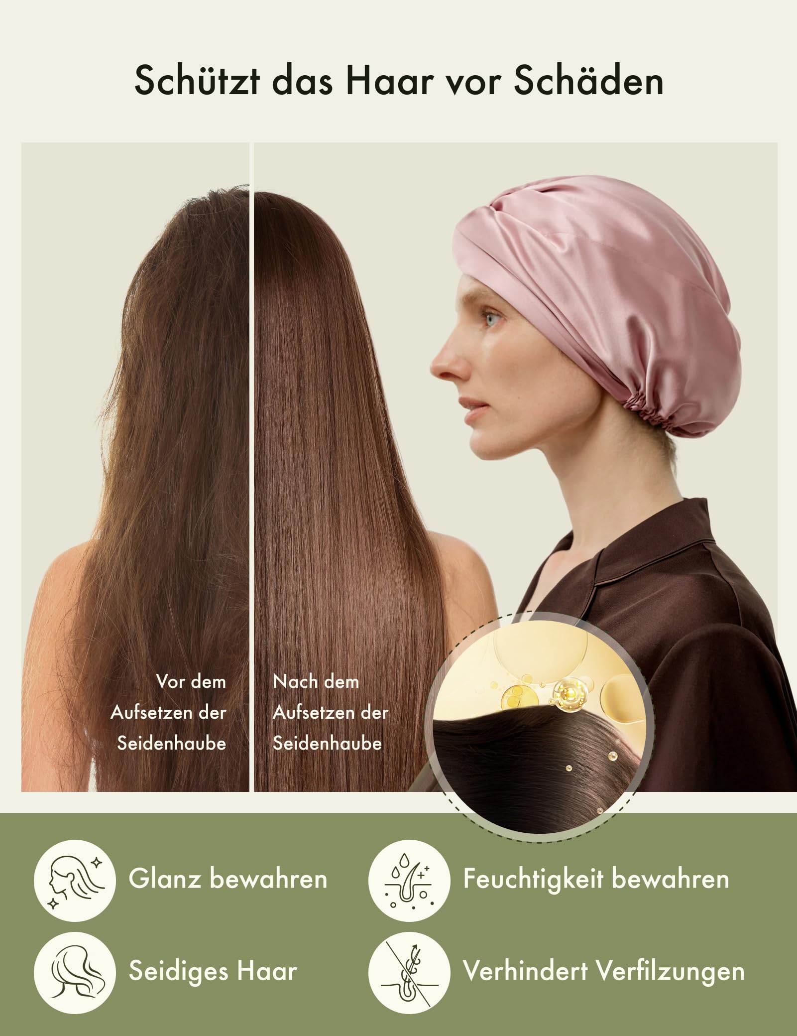 LILYSILK Berretto da donna 100% seta di gelso doppio strato lavabile in lavatrice, con schienale regolabile