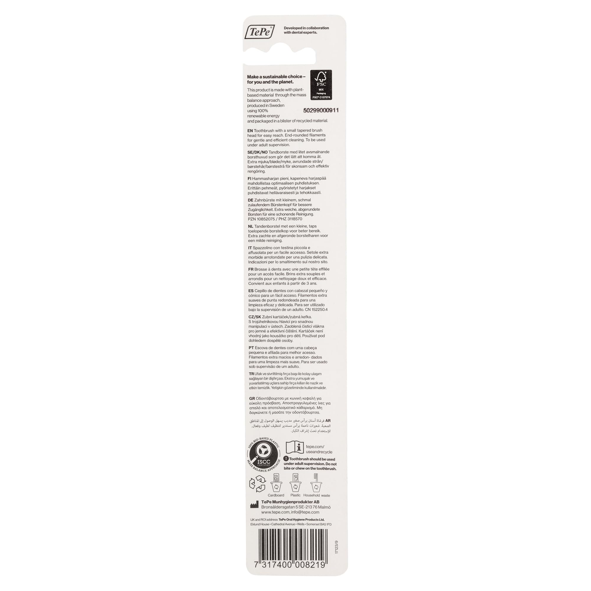 TePe Select Compact Kids Extra Soft Szczoteczka do zębów dla dzieci, bardzo miękka, nadruk Zoo, 1 szt., do delikatnego i skutecznego czyszczenia zębów