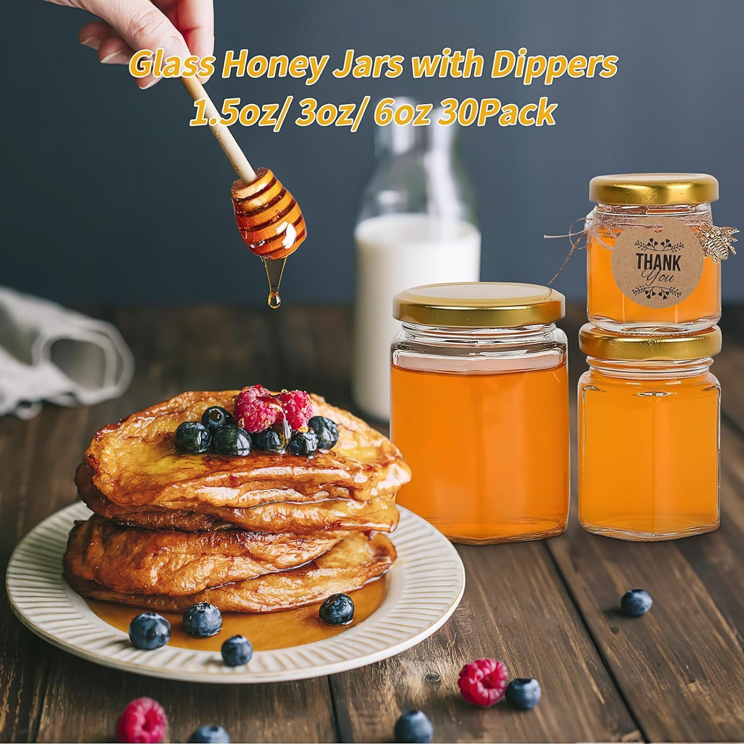 50 Stück Kleine Honiggläser 45ml, Mini Leer Marmeladengläser mit Deckel Honigglas mit Honiglöffel, Bienen Anhänger, Dankeskarten, Jutes Ideal as Gastgeschenke für Hochzeit Babyshower