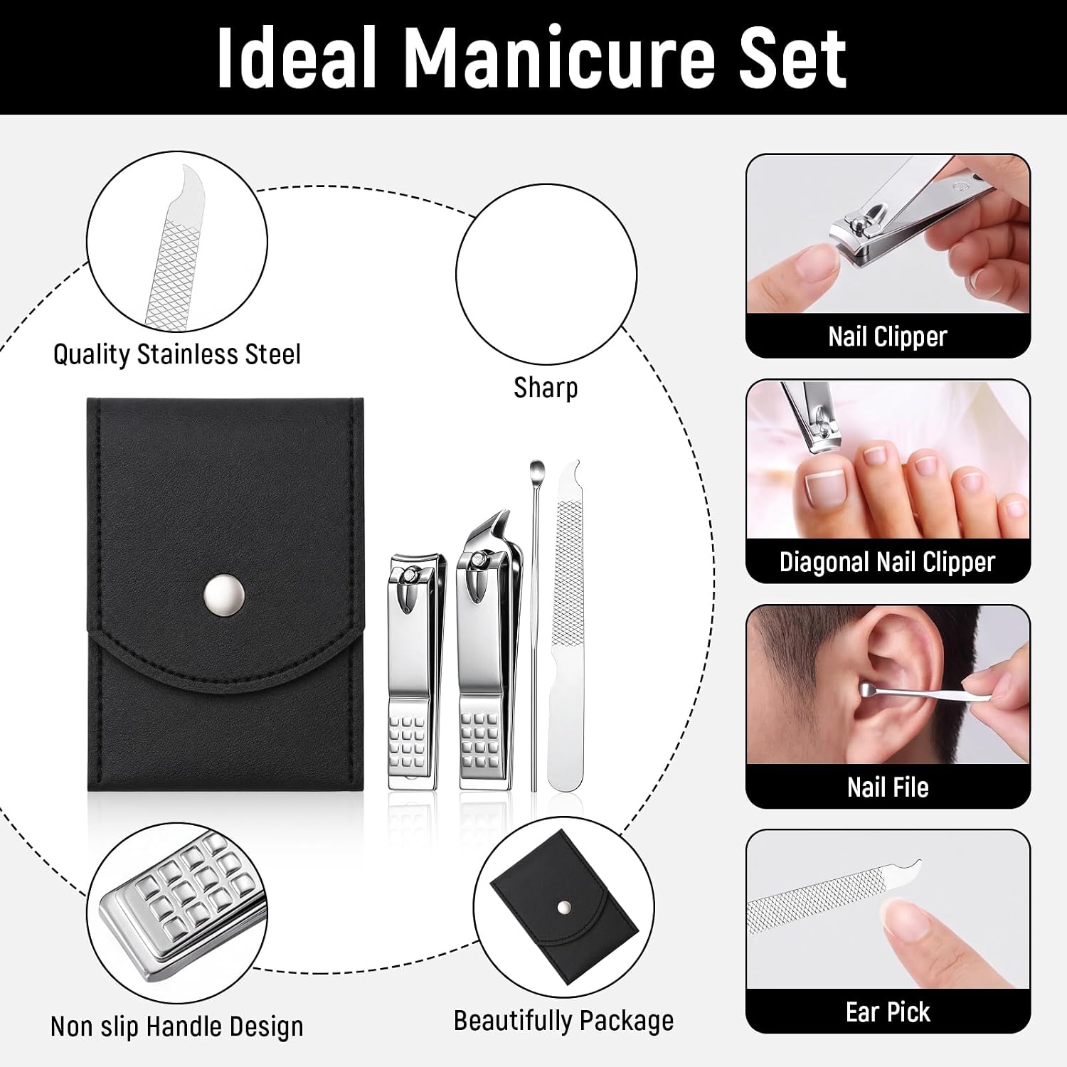 12 Sets Men Gifts Bulk Manicure Kit Back Scratcher Multitool Card