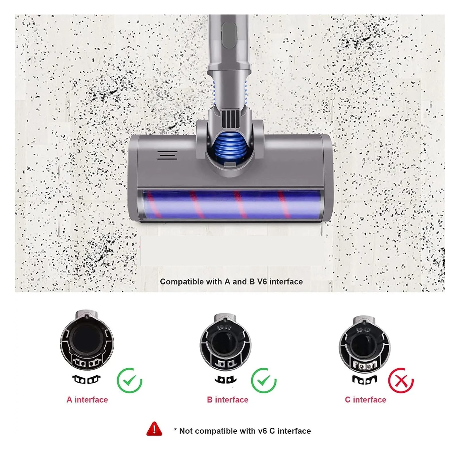 Herramienta De Cabezal De Cepillo De Piso Motorizado, Compatible con Dyson V6 DC58 DC59 DC61 DC62, Accesorios De Cepillo De Piso con Cabezal De Rodillo De Barredora Suave For Aspiradoras
