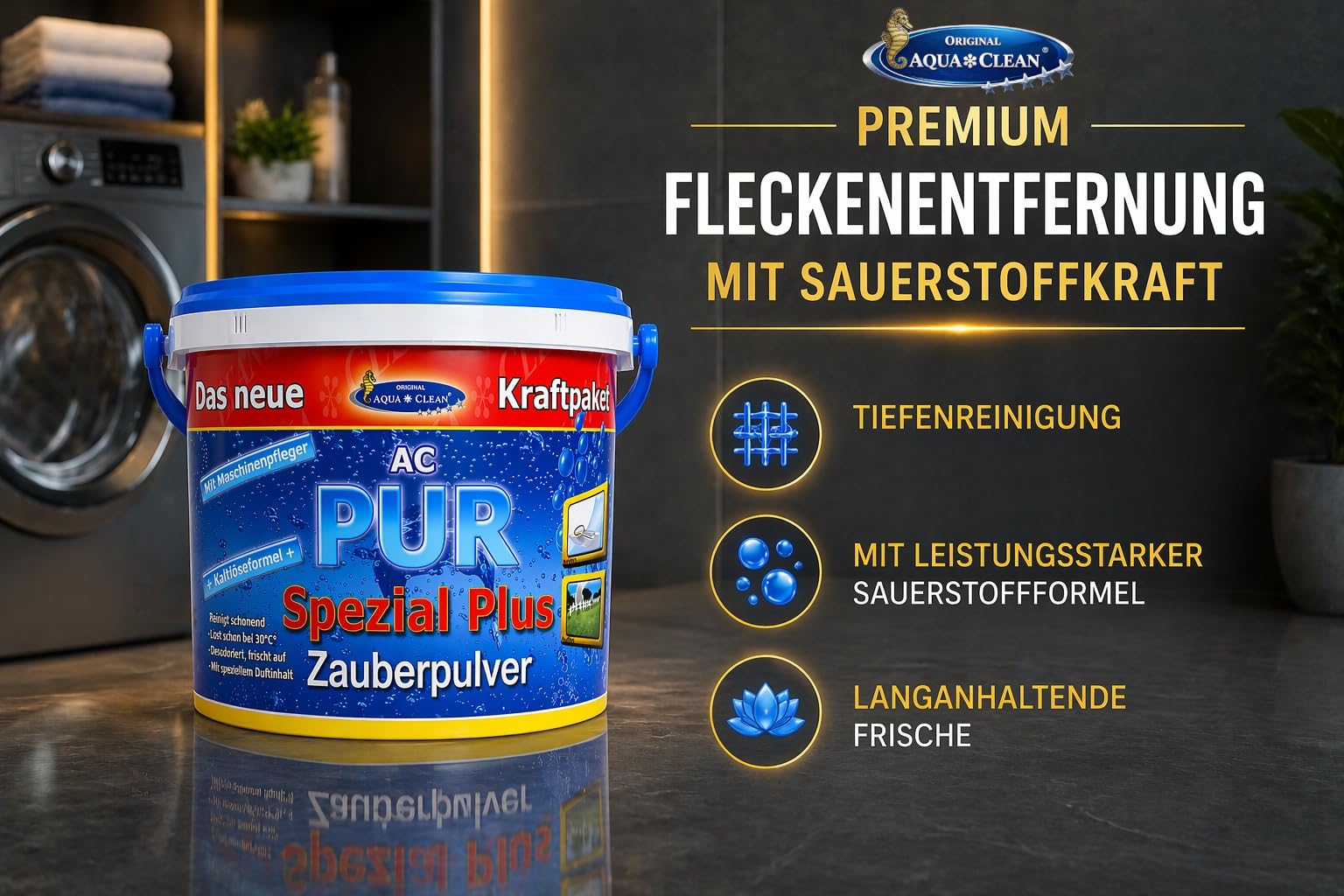 AC-PUR Zauberpulver Spezial Plus 5 kg Aktiv-Sauerstoff Fleckenentferner | Für Textilien & Stein, Waschkraftverstärker, Maschinenreiniger, chlorfrei, gegen Flecken, Schmutz & Gerüche