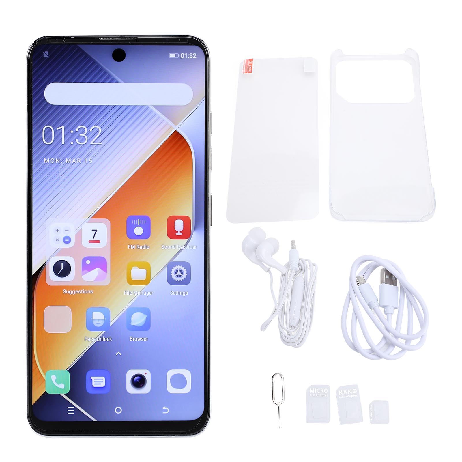 Smartfon 3G, Wyświetlacz 6,54 Cala, Android 10.0, 4 GB+32 GB, Odcisk Palca i Odblokowanie Telefonu Komórkowego, 3-kartowe Gniazda, 2MP+5MP, 3500 MAh, GPS/Bluetooth/WiFi (SILVER)