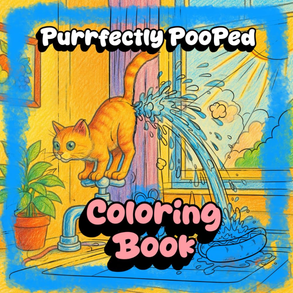 Purrfectly Pooped: A Hilariously Inappropriate 52 page Cat Coloring Book for Adults or Adventurous Kids Who Love Laughter and Cats Pooping Where They Shouldn’t. 21cm