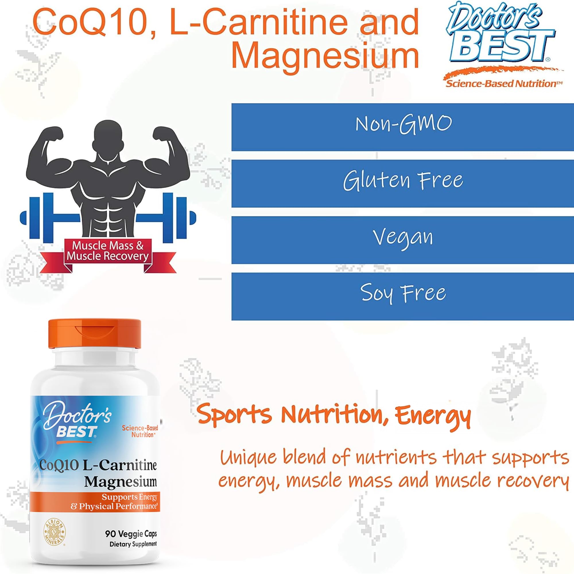 Doctor's Best CoQ10 L-Carnitine Magnesium Supplement, Soy Free, 90 Veg Caps — Amazon image 7