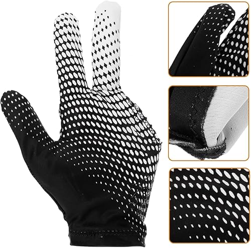 Miniatura 8 de EXCEART Guantes elásticos para espectáculo de 3 dedos, tiradores de billar, carom piscina, guantes deportivos para usar en la mano derecha o