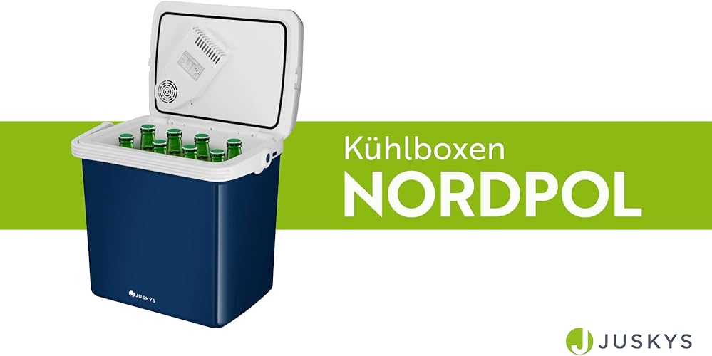 Bild 6 - Juskys elektrische Kühlbox 24 Liter 12 V / 230 V für Auto, LKW, Reisemobil, Camping - Mini Kühlschrank kalt & warm - thermoelektrische Box - Grau