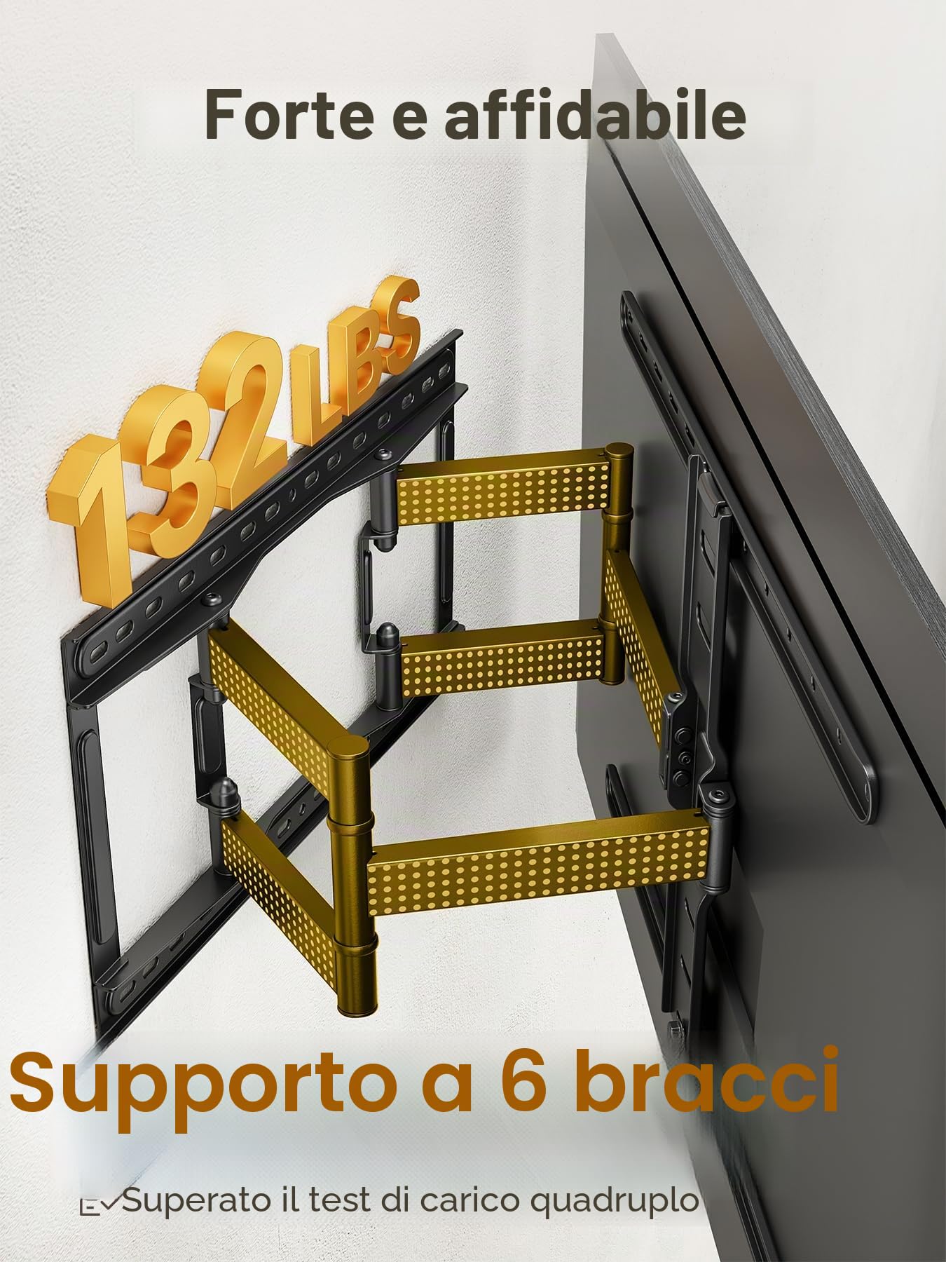 monTEK Supporto per TV ultra sottile per la maggior parte dei televisori da 43 a 90 pollici, supporto TV sottile da 1,1", doppio orientamento, inclinabile, max. VESA 600 x 400 mm, fino a ~60 kg