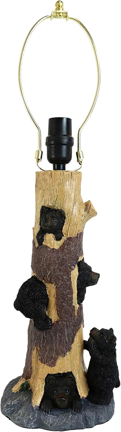 Ebros Whimsical Rustic Black Bear Cubs Climbers Playing Peekaboo Hide and Seek by A Tree Table Lamp Statue with Shade 22"High Mountain Wildlife Woodland Cabin Lodge Decor Forest Bear Themed Lamps