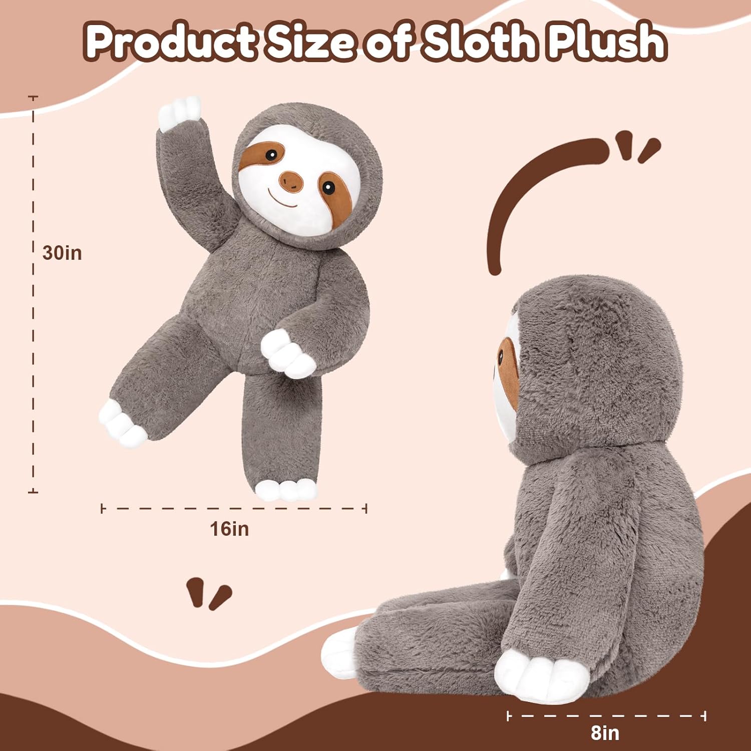 SQEQE Giant Sloth Stuffed Animal 30 in, Big Stuffed Sloth for Kids Adults, Cute Huge Plushies for Birthday Christmas Valentine's Gift