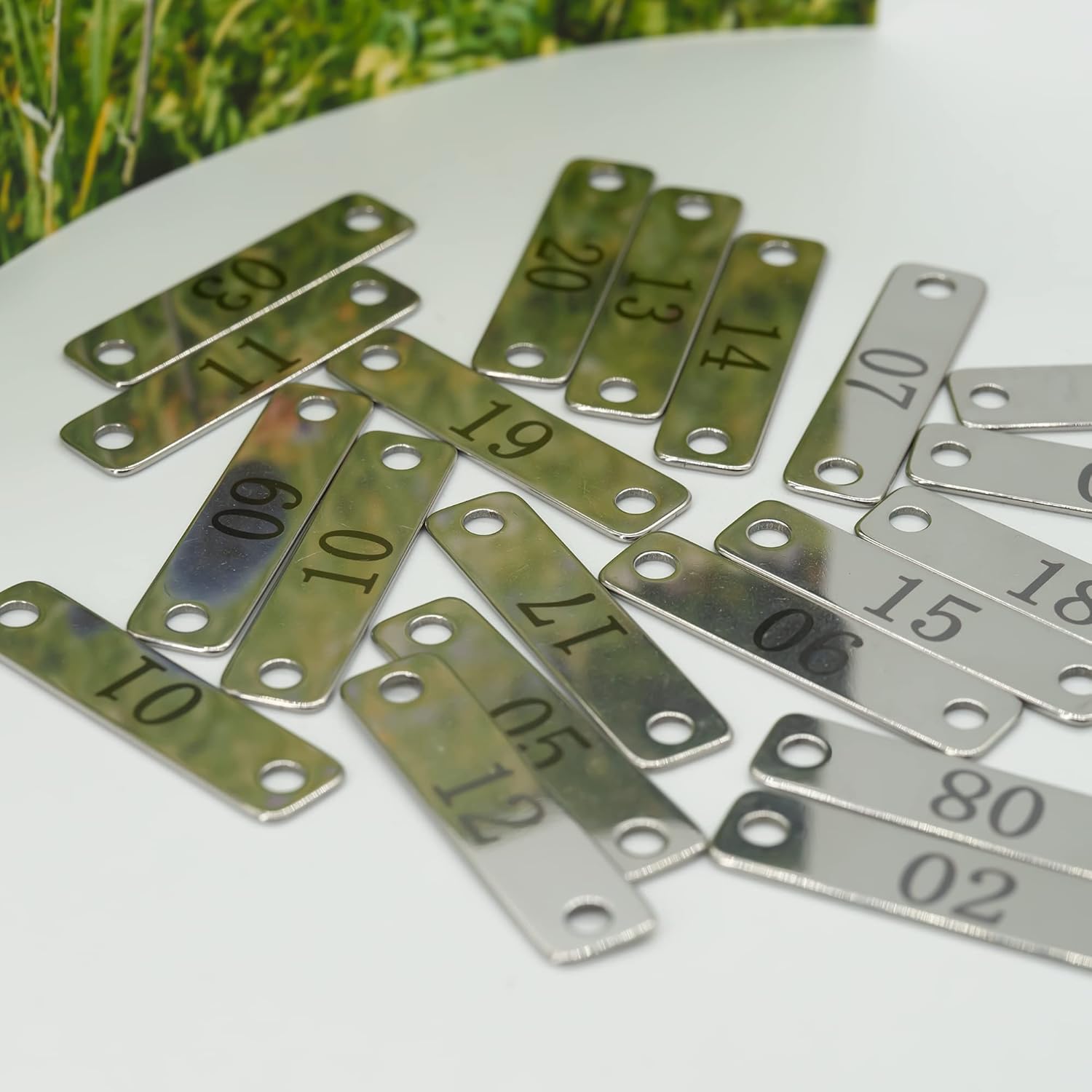 StayMax Small Stainless Steel Rectangle Numbered Tags with Two Holes 4cm*1cm (1-10) - Image 6