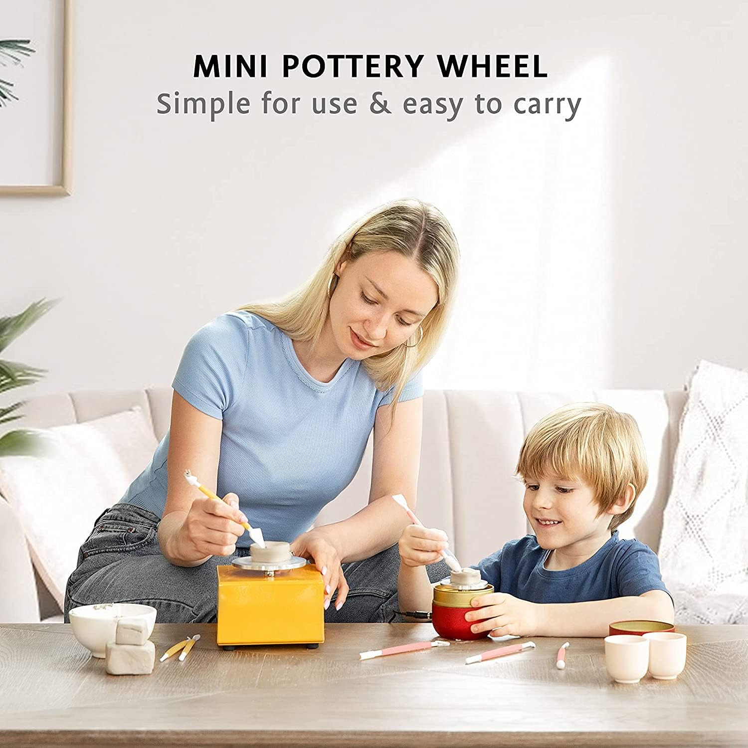 VIVOHOME 2 Size Turntables 2000 RPM Speed Adjustable Mini Pottery Wheel Electric with DIY Clay Tool for Ceramic Work Art Craft Gold