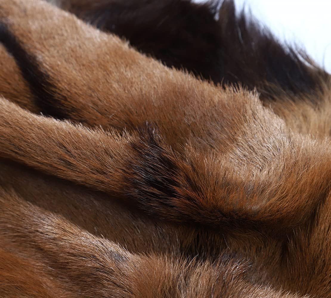 2PCS Real Goatskin Hide Fur Pelts Goat Skin Leather Hide Home Decor Design Hunting Ornament Floor Wall Exhibit Display for DIY Clothing Sheepskin Fur Rug Exotic (Approx 21x15in)